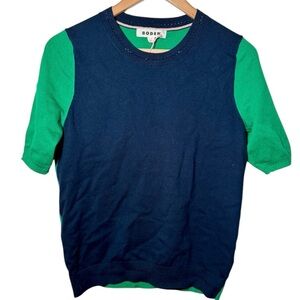 Boden Catriona Cotton Crew Tshirt Sweater Green Blue Womens Small